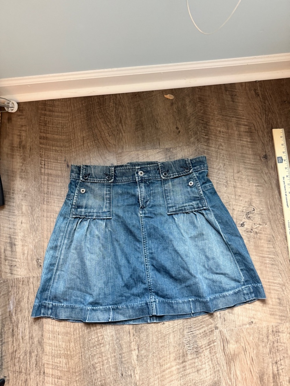 Citizens Of Humanity Washed Blue Denim Mini Skirt